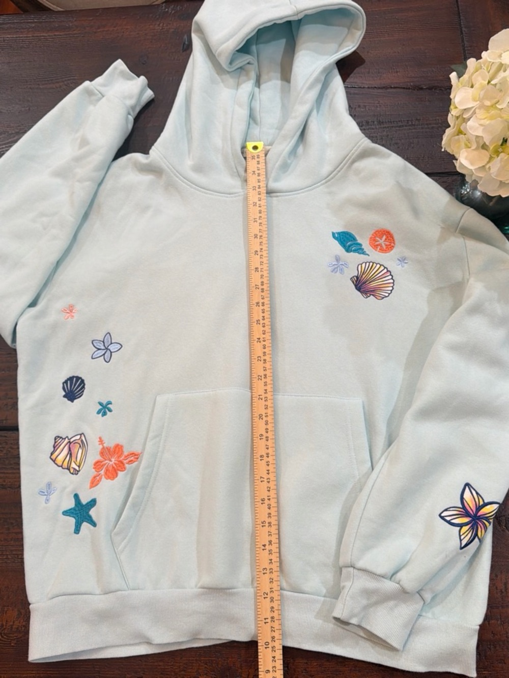 Altar'd State Sunny Days Ahead Light Blue Embroidered Fleece Hoodie M - Picture 3 of 8